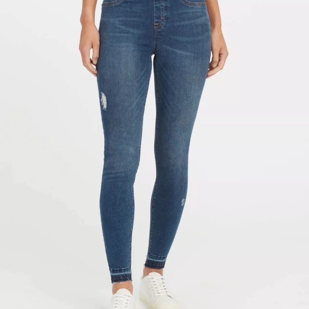SPANX Distressed Ankle Skinny Jeans Medium Wash Legging Shapewear Small - Picture 8 of 8